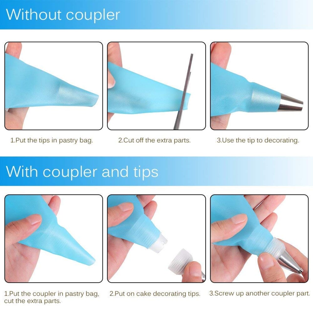 48 Pieces Cake Decorating Tips and Icing Piping Tips Coupler With Piping Tips Instructions